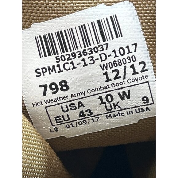 US Military Coyote Hot Weather 798 Combat Boot SPM1C1-13-D-1017 Size 10W main image 9